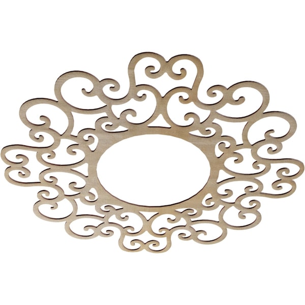 Reims Wood Fretwork Pierced Ceiling Medallion, Hickory, 40OD X 15 1/4ID X 3/8T